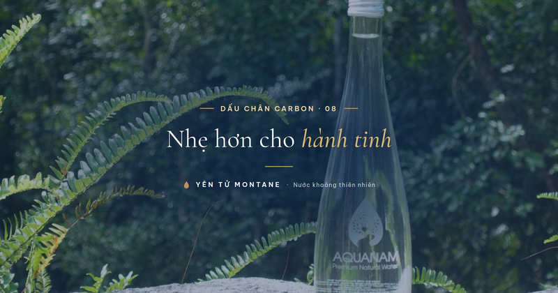 Chai thủy tinh Yên Tử Montane giữa thiên nhiên xanh, dấu chân carbon thấp