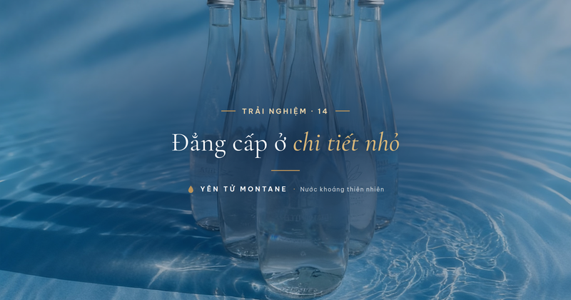 Chai nước thủy tinh Yên Tử Montane tinh tế trên mặt nước, trải nghiệm cao cấp