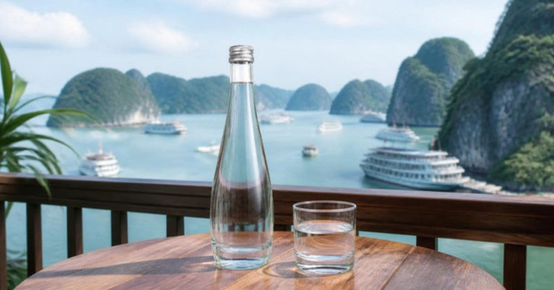 Khách sạn bên vịnh Cát Bà Hải Phòng dùng chai nước thủy tinh Yên Tử Montane
