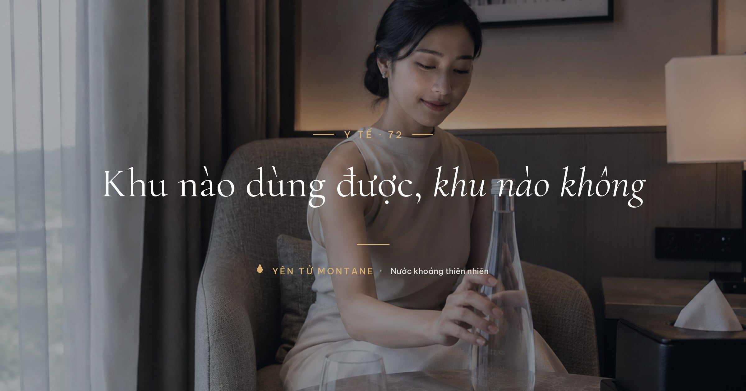 Nước uống cho bệnh viện và phòng khám cao cấp, chai thủy tinh Yên Tử Montane